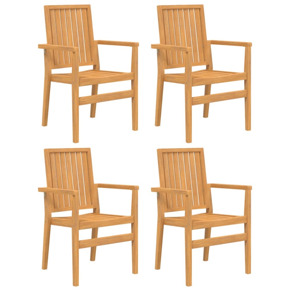 vidaXL Καρέκλες Κήπου Στοιβαζόμενες 4 τεμ. 56,5x57,5x91 εκ. Μασίφ Teak