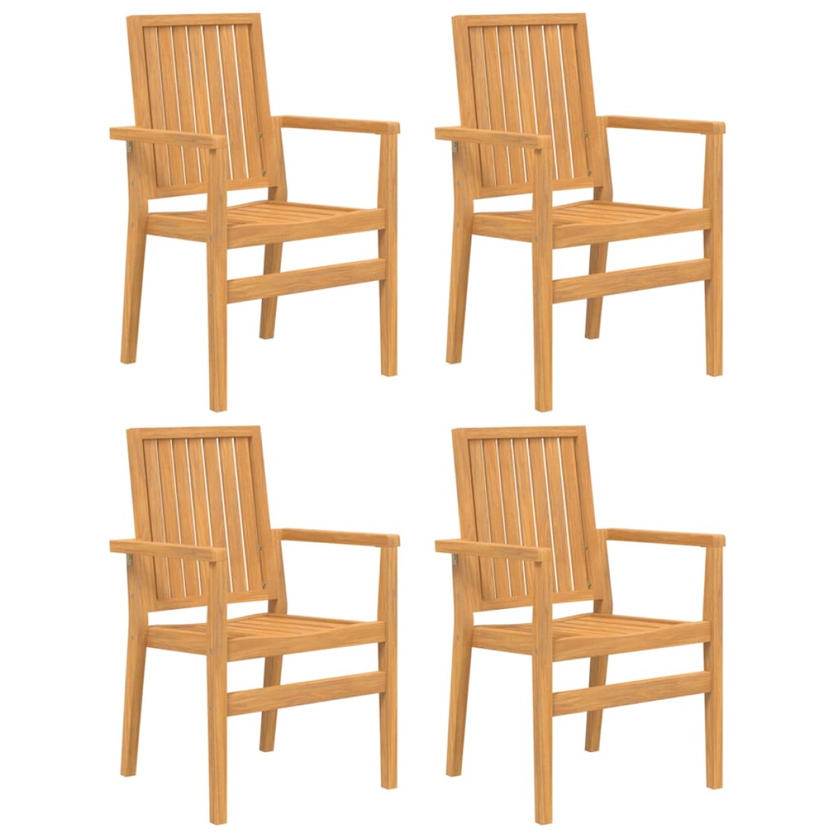 vidaXL Καρέκλες Κήπου Στοιβαζόμενες 4 τεμ. 56,5x57,5x91 εκ. Μασίφ Teak