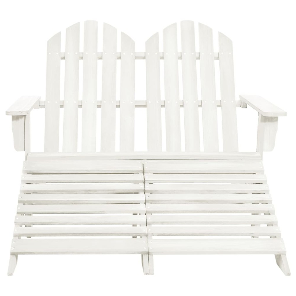 vidaXL Καρέκλα Κήπου Adirondack Διθέσια Λευκή Ξύλο Ελάτης & Υποπόδιο