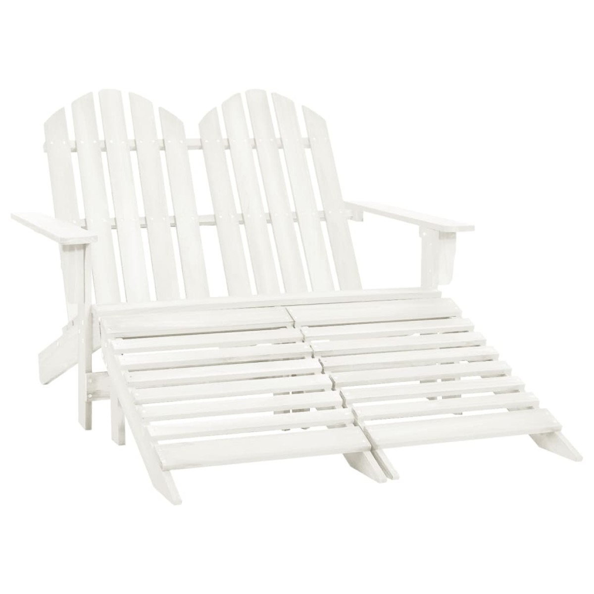 vidaXL Καρέκλα Κήπου Adirondack Διθέσια Λευκή Ξύλο Ελάτης & Υποπόδιο