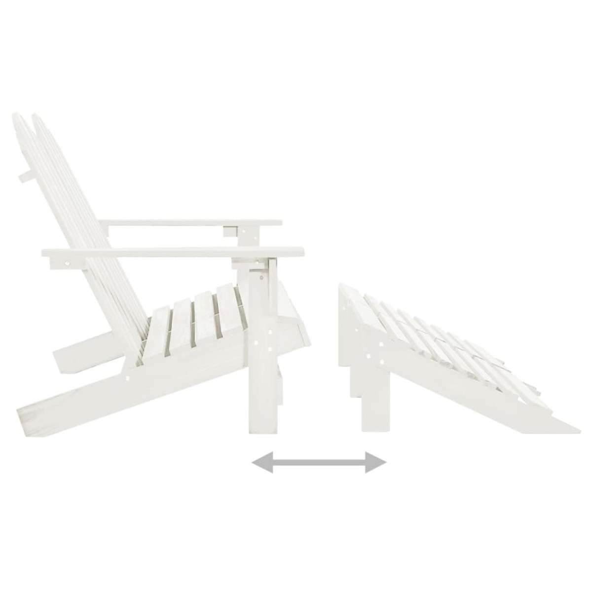vidaXL Καρέκλα Κήπου Adirondack Διθέσια Λευκή Ξύλο Ελάτης & Υποπόδιο