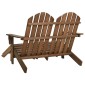 vidaXL Καρέκλα Κήπου Adirondack Διθέσια Καφέ Ξύλο Ελάτης & Υποπόδιο