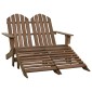 vidaXL Καρέκλα Κήπου Adirondack Διθέσια Καφέ Ξύλο Ελάτης & Υποπόδιο