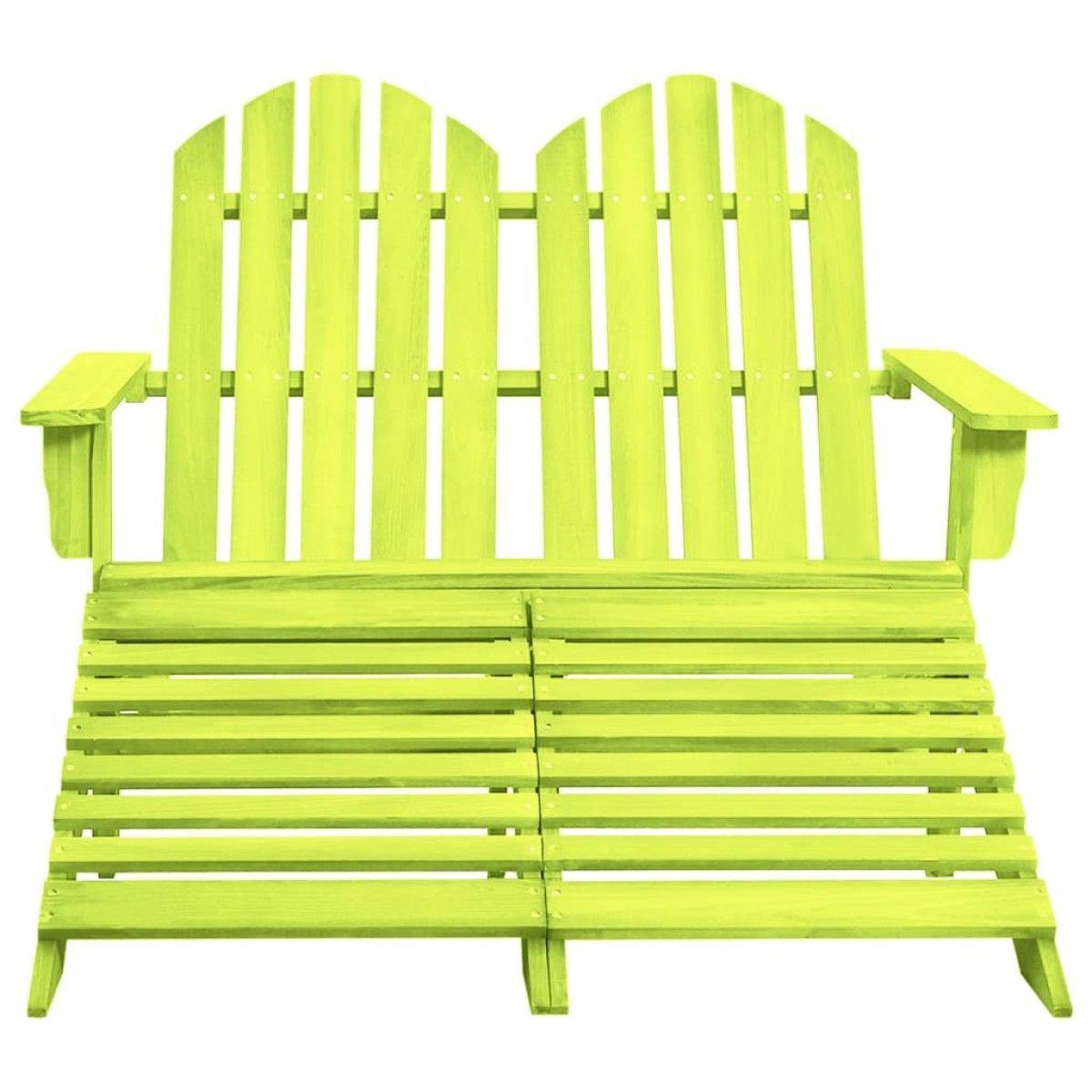 vidaXL Καρέκλα Κήπου Adirondack Διθέσια Πράσινη Ξύλο Ελάτης & Υποπόδιο