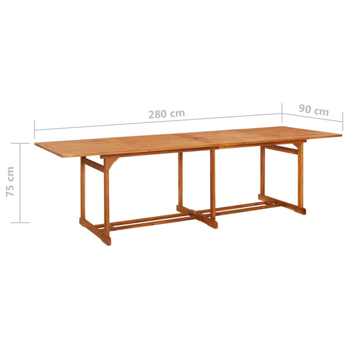 vidaXL Τραπεζαρία Κήπου 280 x 90 x 75 εκ. από Μασίφ Ξύλο Ακακίας