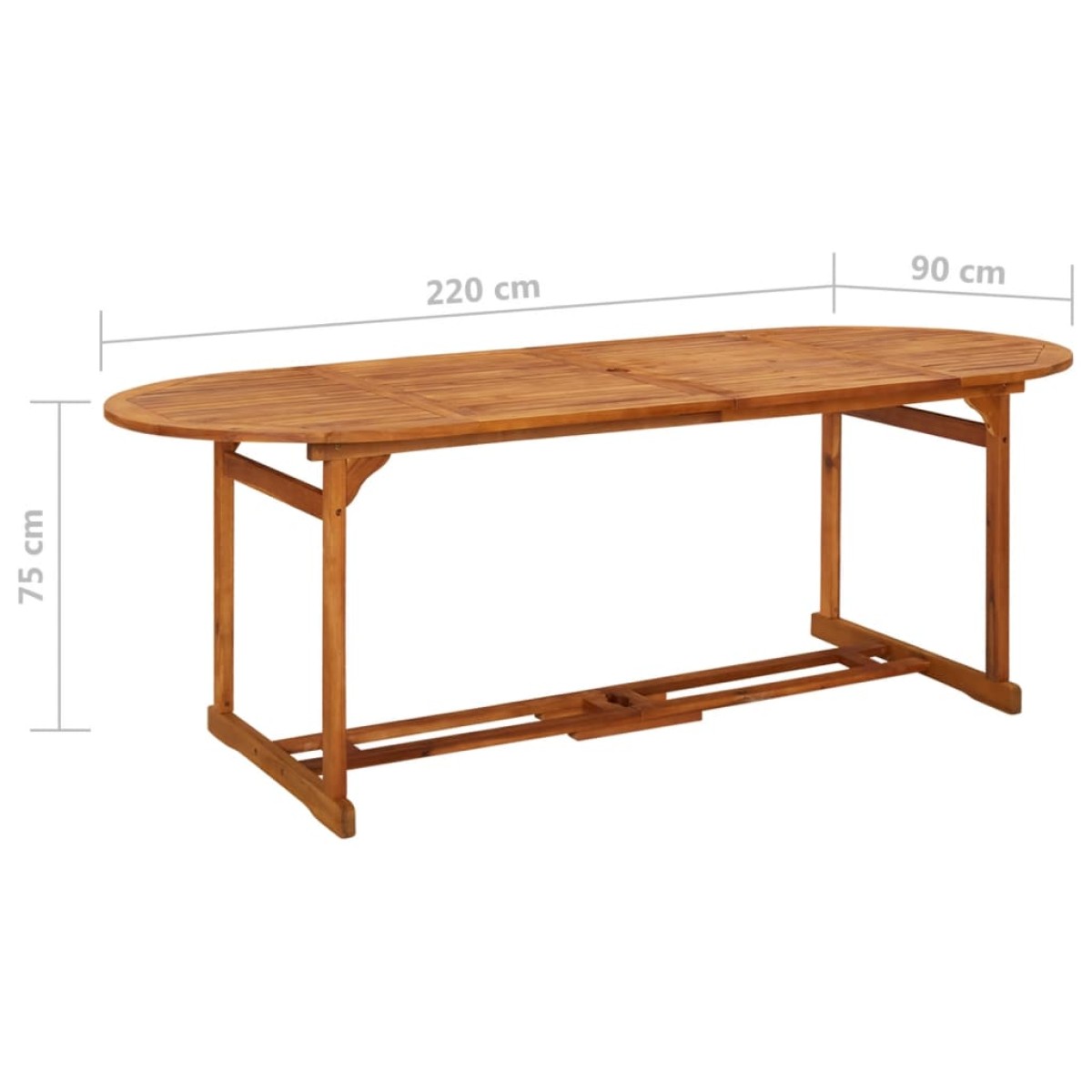 vidaXL Τραπεζαρία Κήπου 220 x 90 x 75 εκ. από Μασίφ Ξύλο Ακακίας