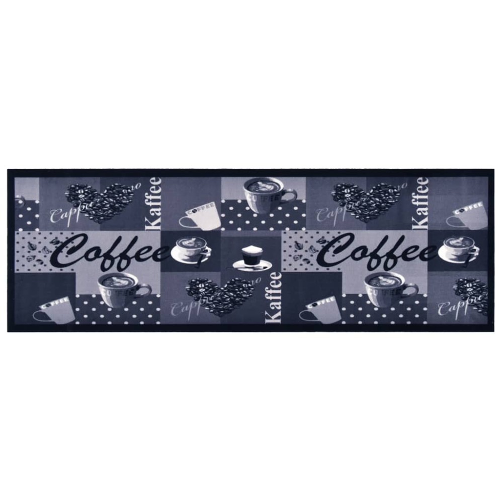 vidaXL Πατάκι Κουζίνας Σχέδιο Coffee Μπλε Πλενόμενο 45 x 150 εκ.