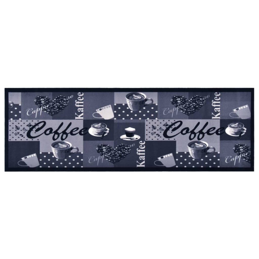 vidaXL Πατάκι Κουζίνας Σχέδιο Coffee Μπλε Πλενόμενο 60 x 180 εκ.