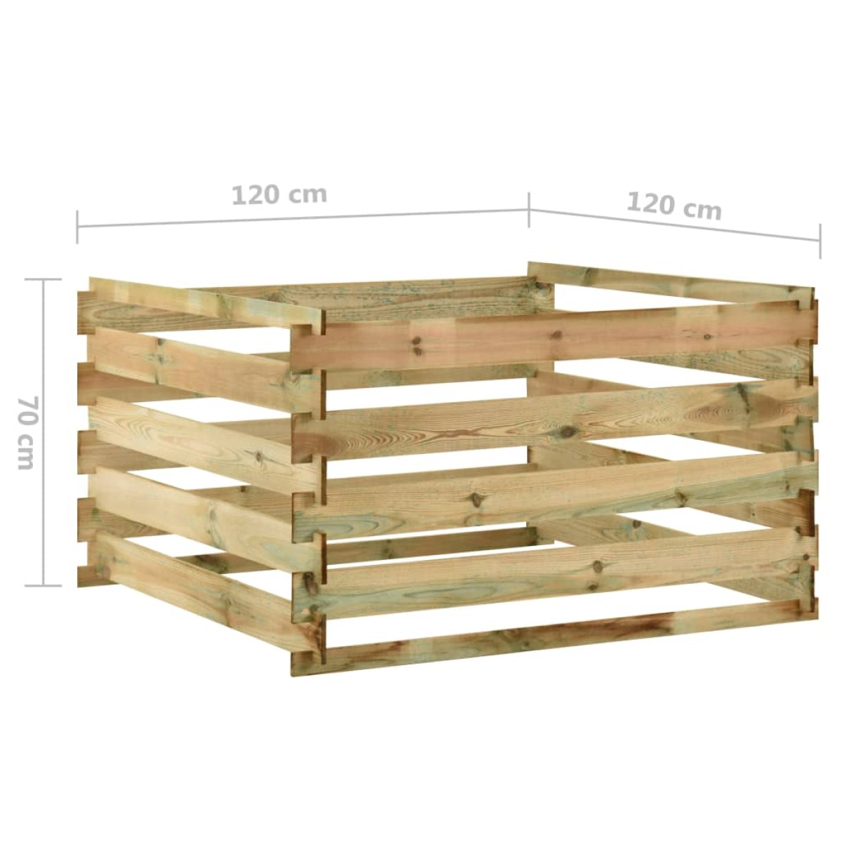 vidaXL Κομποστοποιητής με Σανίδες 120x120x70 εκ. Εμποτισμ. Ξύλο Πεύκου