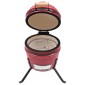 vidaXL Ψησταριά Καπνιστήριο Kamado 2 σε 1 Κόκκινη 56 εκ. Κεραμική