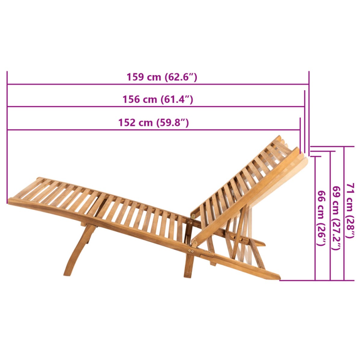 vidaXL Ξαπλώστρα από Μασίφ Ξύλο Teak
