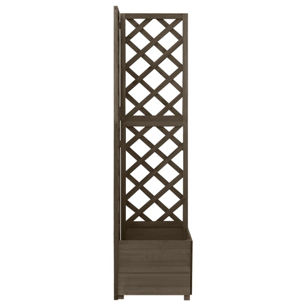 vidaXL Γλάστρα Γωνιακή με Καφασωτό Γκρι 40 x 40 x 150 εκ. Ξύλο Ελάτης