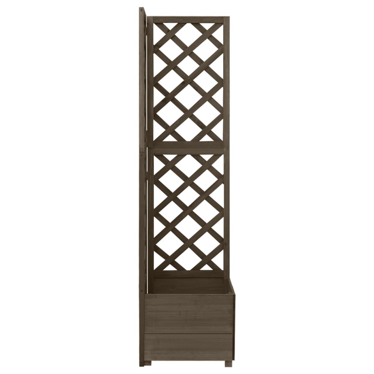 vidaXL Γλάστρα Γωνιακή με Καφασωτό Γκρι 40 x 40 x 150 εκ. Ξύλο Ελάτης