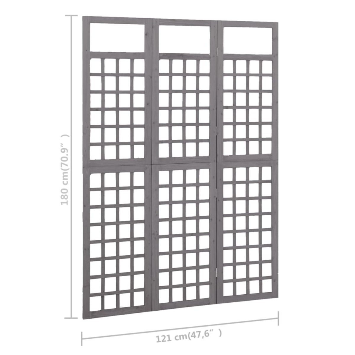 vidaXL Διαχωριστικό Δωμ./Καφασωτό 3 Πάνελ Γκρι 121x180 εκ. Ξύλο Ελάτης