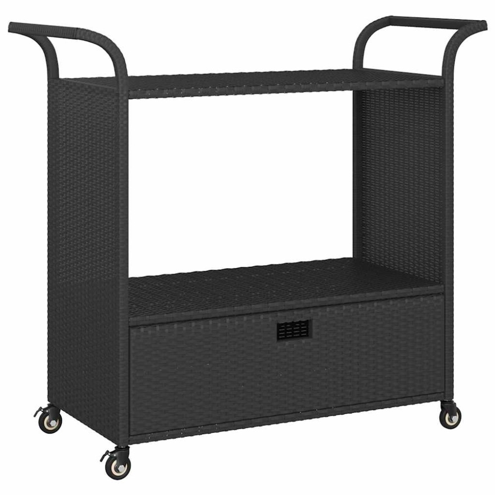 vidaXL Τρόλεϊ Μεταφοράς με Συρτάρι Μαύρο 100x45x97 εκ. Συνθετικό Ρατάν