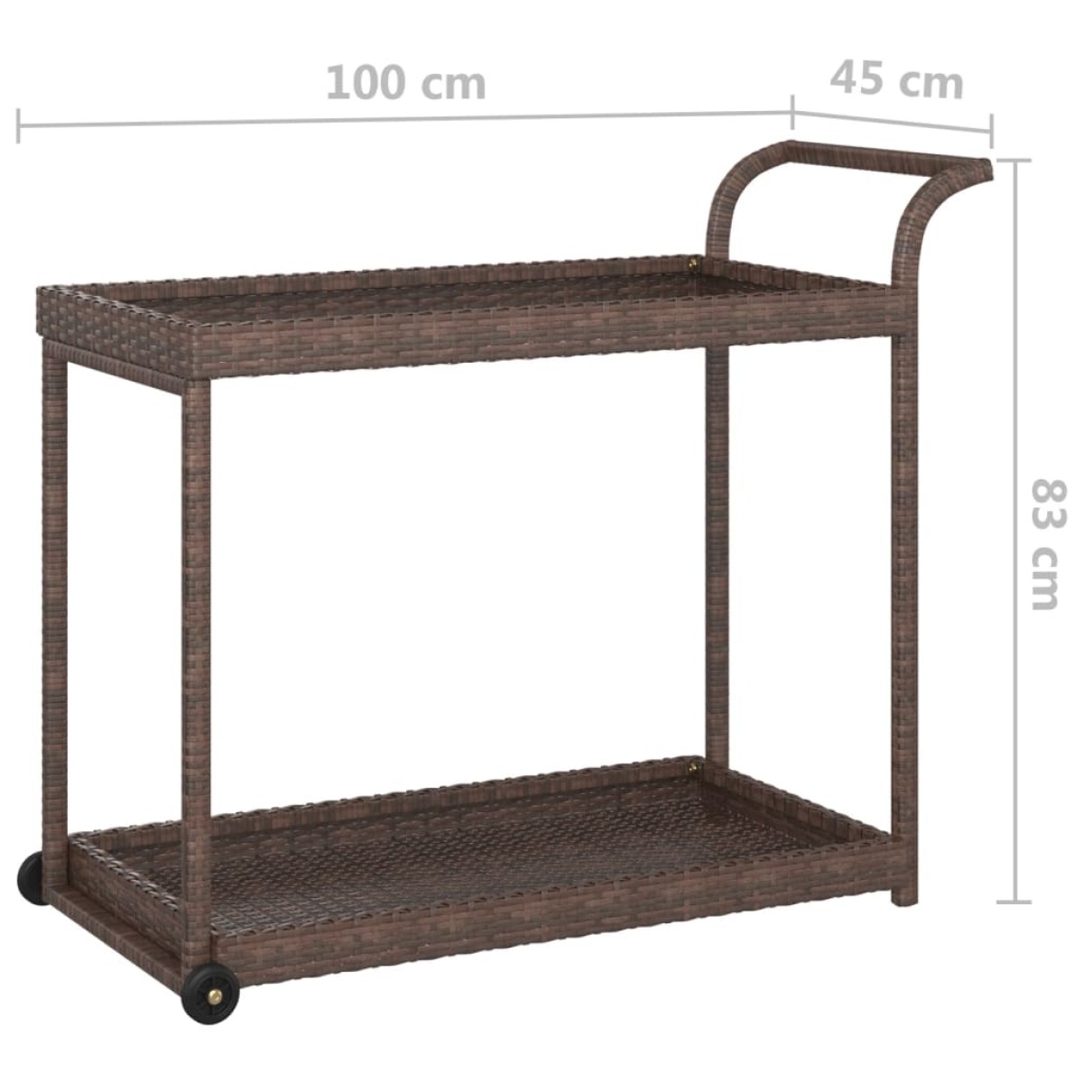 vidaXL Τρόλεϊ Μεταφοράς Καφέ 100 x 45 x 83 εκ. από Συνθετικό Ρατάν