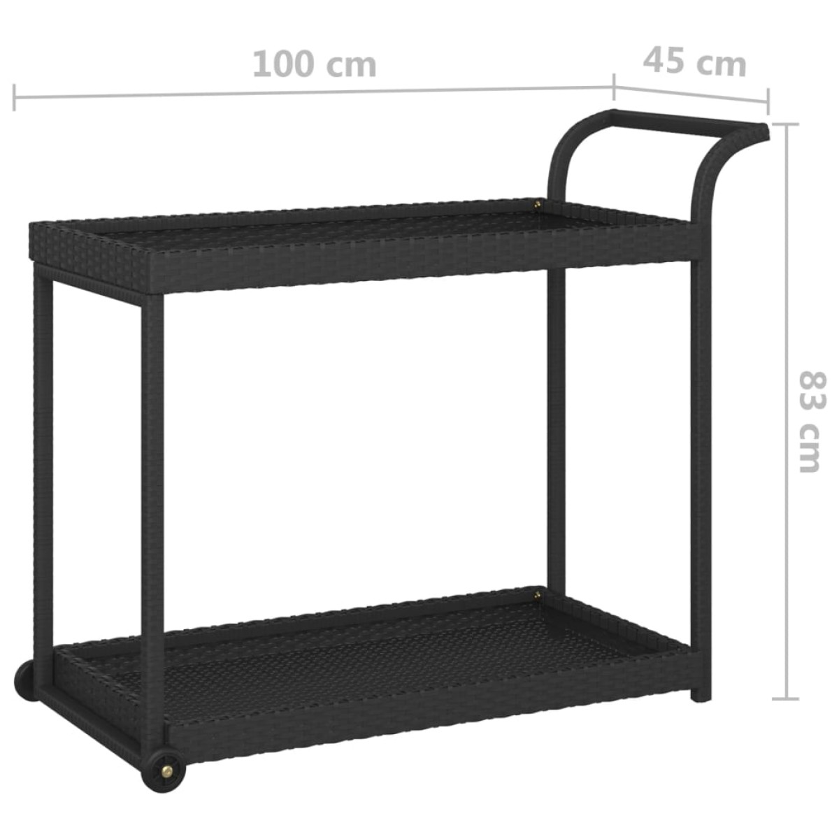vidaXL Τρόλεϊ Μεταφοράς Μαύρο 100 x 45 x 83 εκ. από Συνθετικό Ρατάν