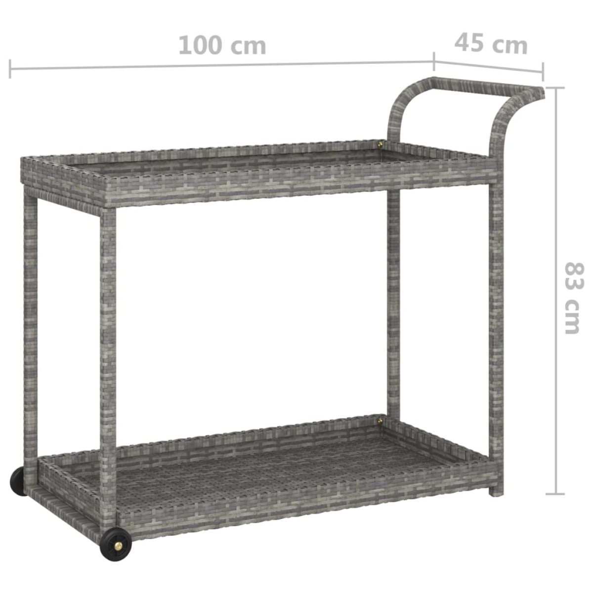 vidaXL Τρόλεϊ Μεταφοράς Γκρι 100 x 45 x 83 εκ. από Συνθετικό Ρατάν