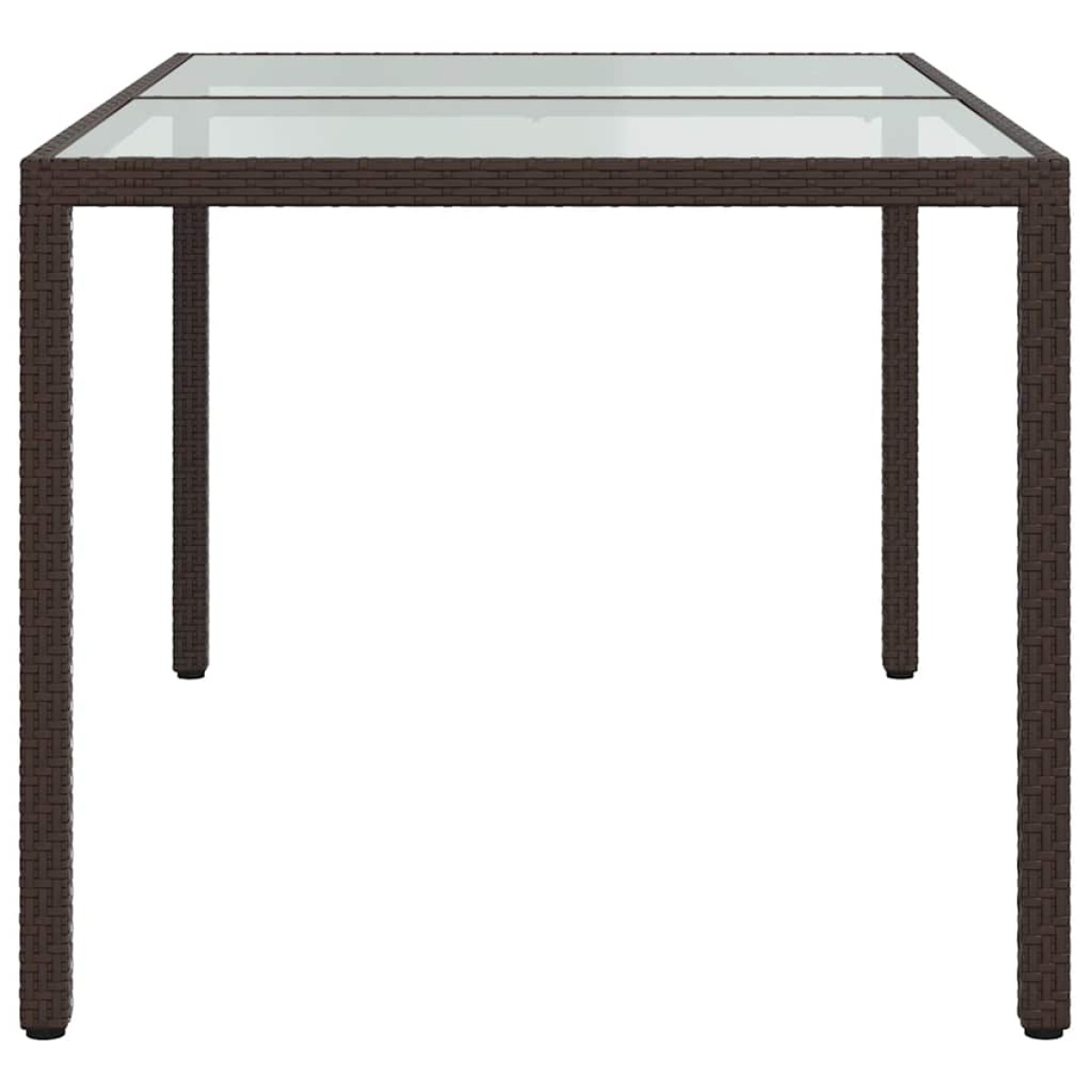vidaXL Τραπέζι Κήπου Καφέ 150x90x75 εκ. Συνθετικό Ρατάν/Ψημένο Γυαλί