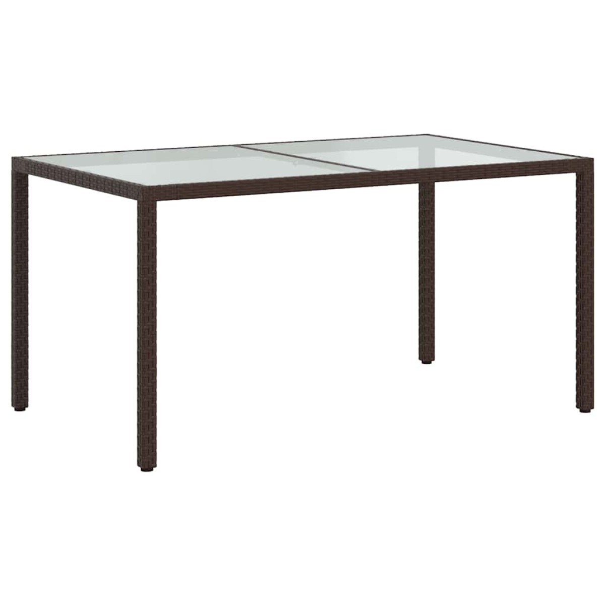 vidaXL Τραπέζι Κήπου Καφέ 150x90x75 εκ. Συνθετικό Ρατάν/Ψημένο Γυαλί