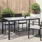vidaXL Τραπέζι Κήπου Μαύρο 150x90x75 εκ. Συνθετικό Ρατάν/Ψημένο Γυαλί