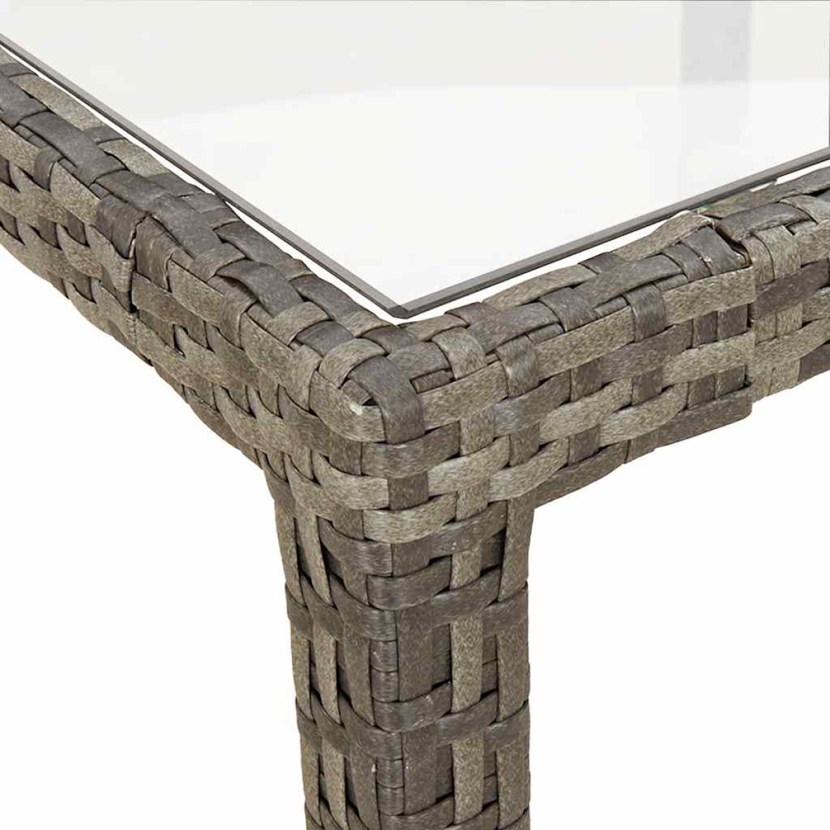 vidaXL Τραπέζι Κήπου Γκρι 150x90x75 εκ. Συνθετικό Ρατάν/Ψημένο Γυαλί