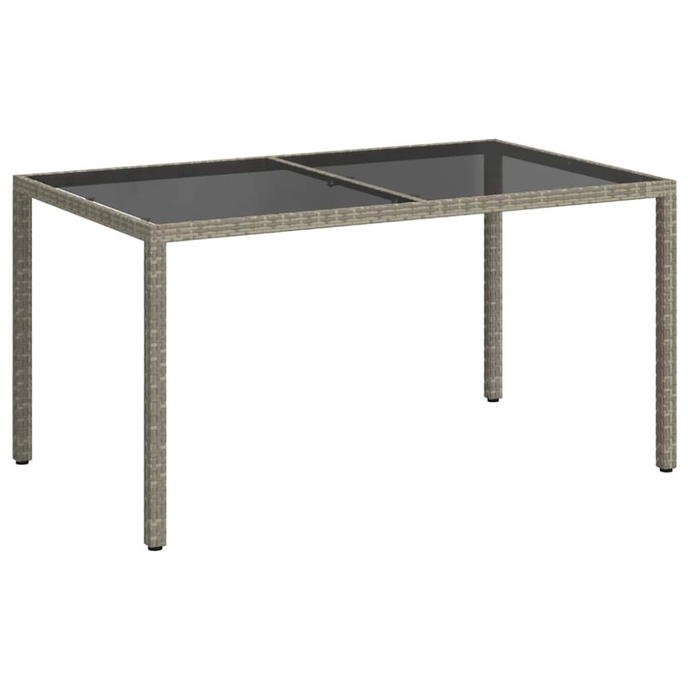 vidaXL Τραπέζι Κήπου Γκρι 150x90x75 εκ. Συνθετικό Ρατάν/Ψημένο Γυαλί