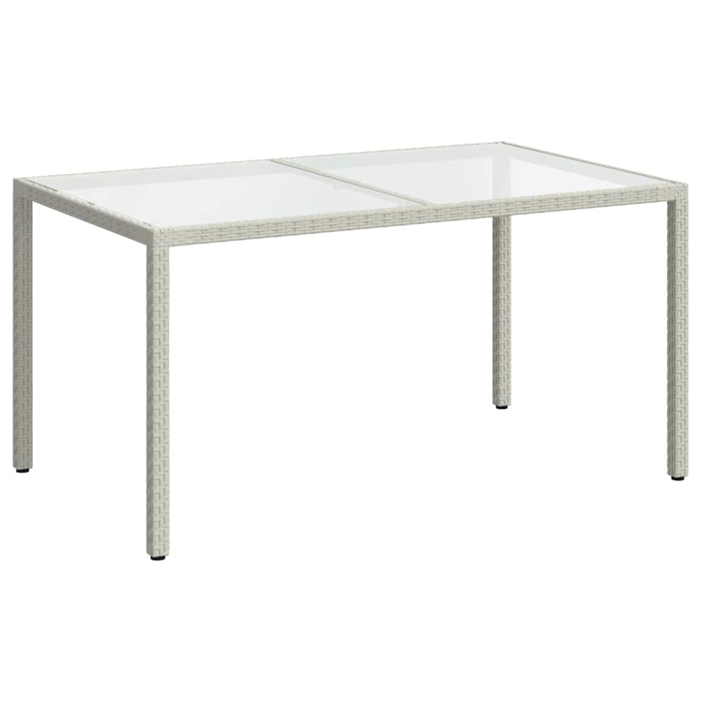vidaXL Τραπέζι Κήπου Λευκό 150x90x75 εκ. Συνθετικό Ρατάν/Ψημένο Γυαλί
