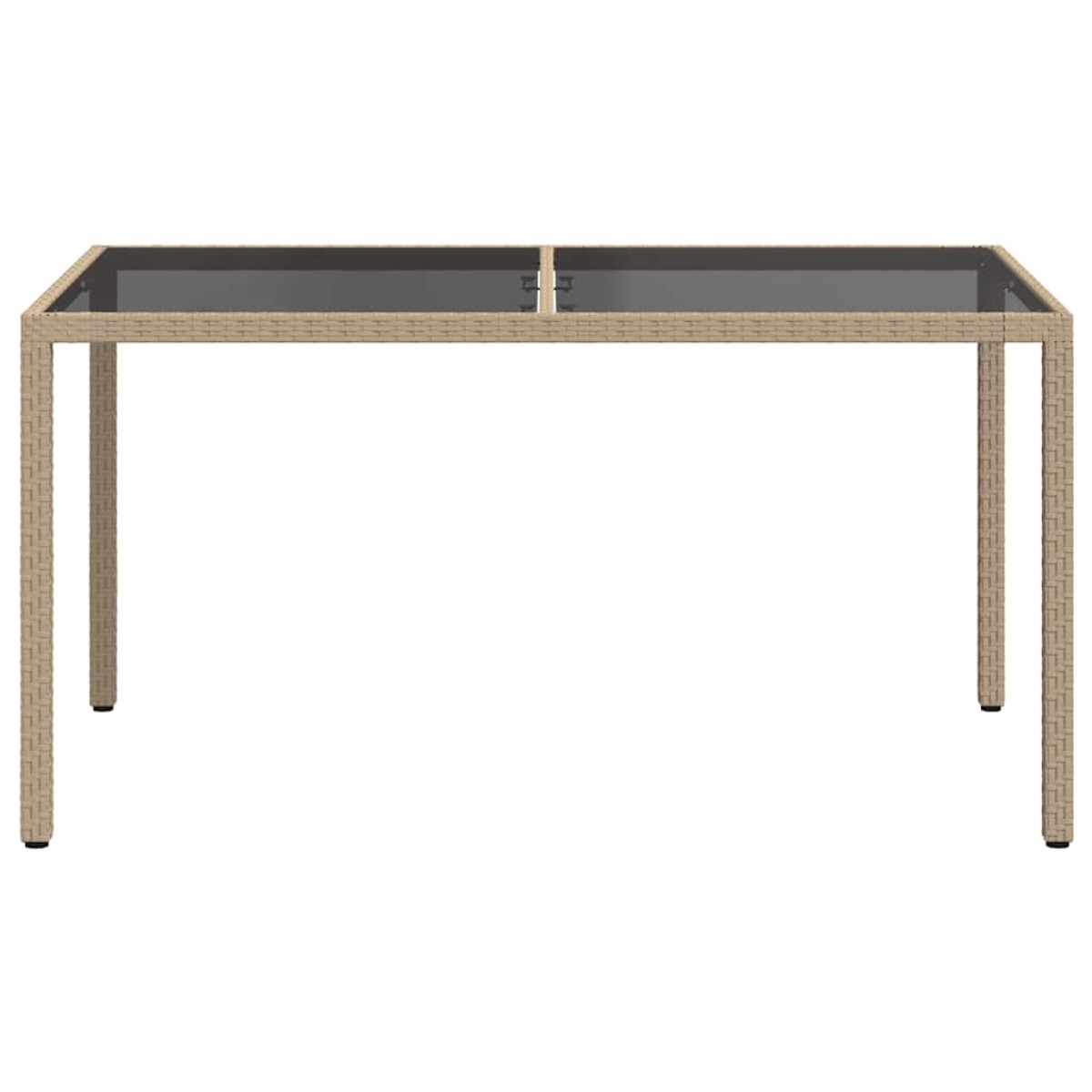 vidaXL Τραπέζι Κήπου Μπεζ 150x90x75 εκ. Συνθετικό Ρατάν/Ψημένο Γυαλί