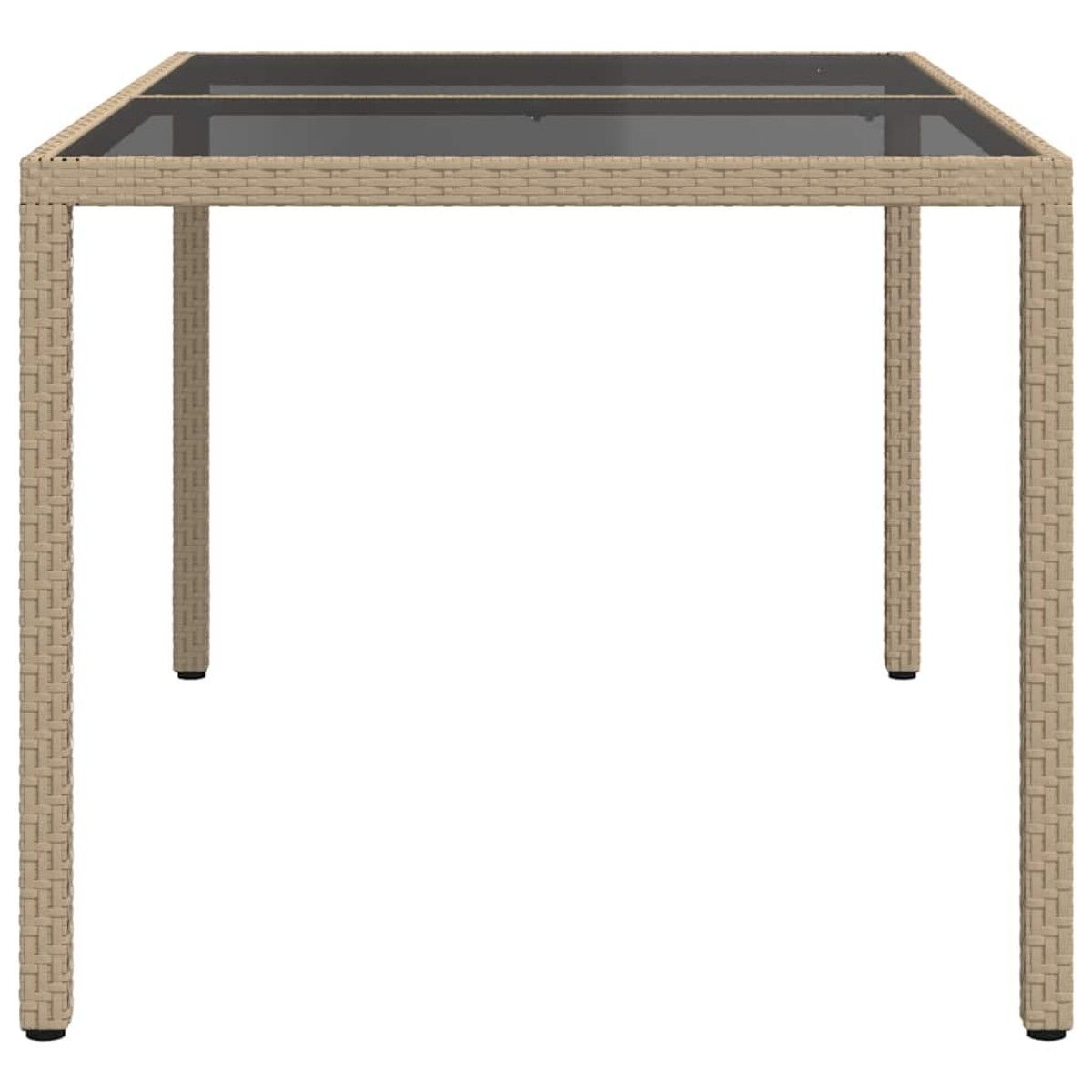 vidaXL Τραπέζι Κήπου Μπεζ 150x90x75 εκ. Συνθετικό Ρατάν/Ψημένο Γυαλί