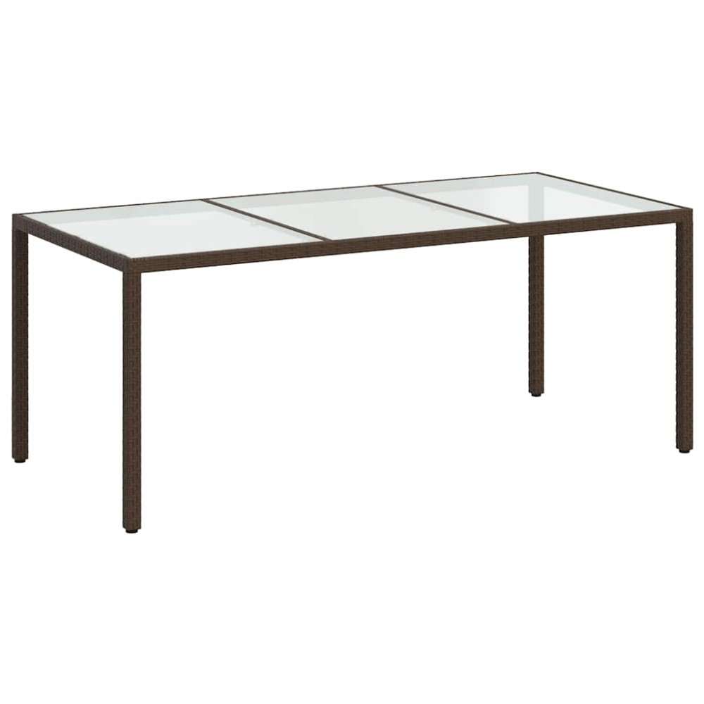 vidaXL Τραπέζι Κήπου Καφέ 190x90x75εκ από Ψημένο Γυαλί/Συνθετικό Ρατάν