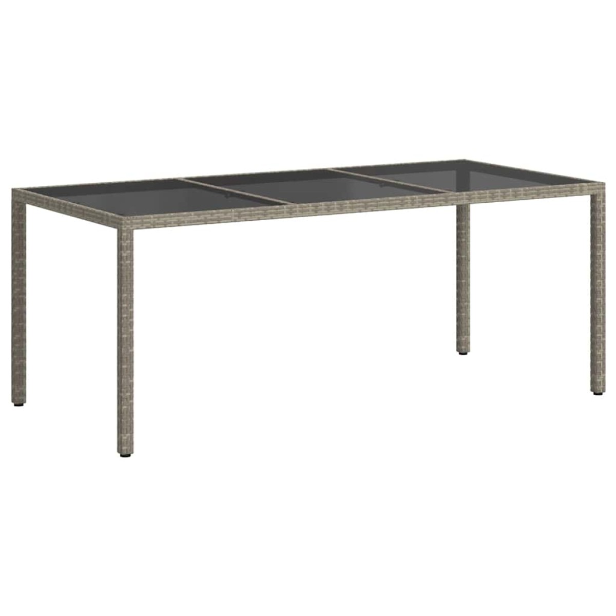 vidaXL Τραπέζι Κήπου Γκρι 190x90x75 εκ. Ψημένο Γυαλί/Συνθετικό Ρατάν