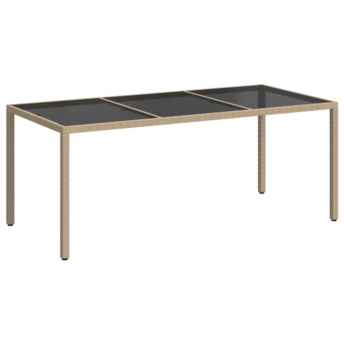 vidaXL Τραπέζι Κήπου Μπεζ 190x90x75 εκ. Ψημένο Γυαλί/Συνθετικό Ρατάν