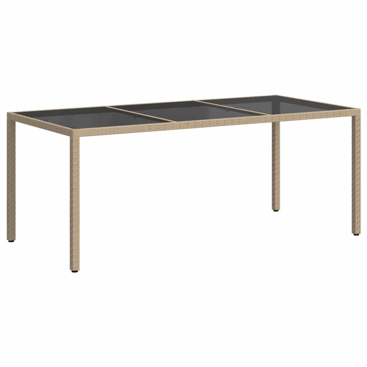 vidaXL Τραπέζι Κήπου Μπεζ 190x90x75 εκ. Ψημένο Γυαλί/Συνθετικό Ρατάν