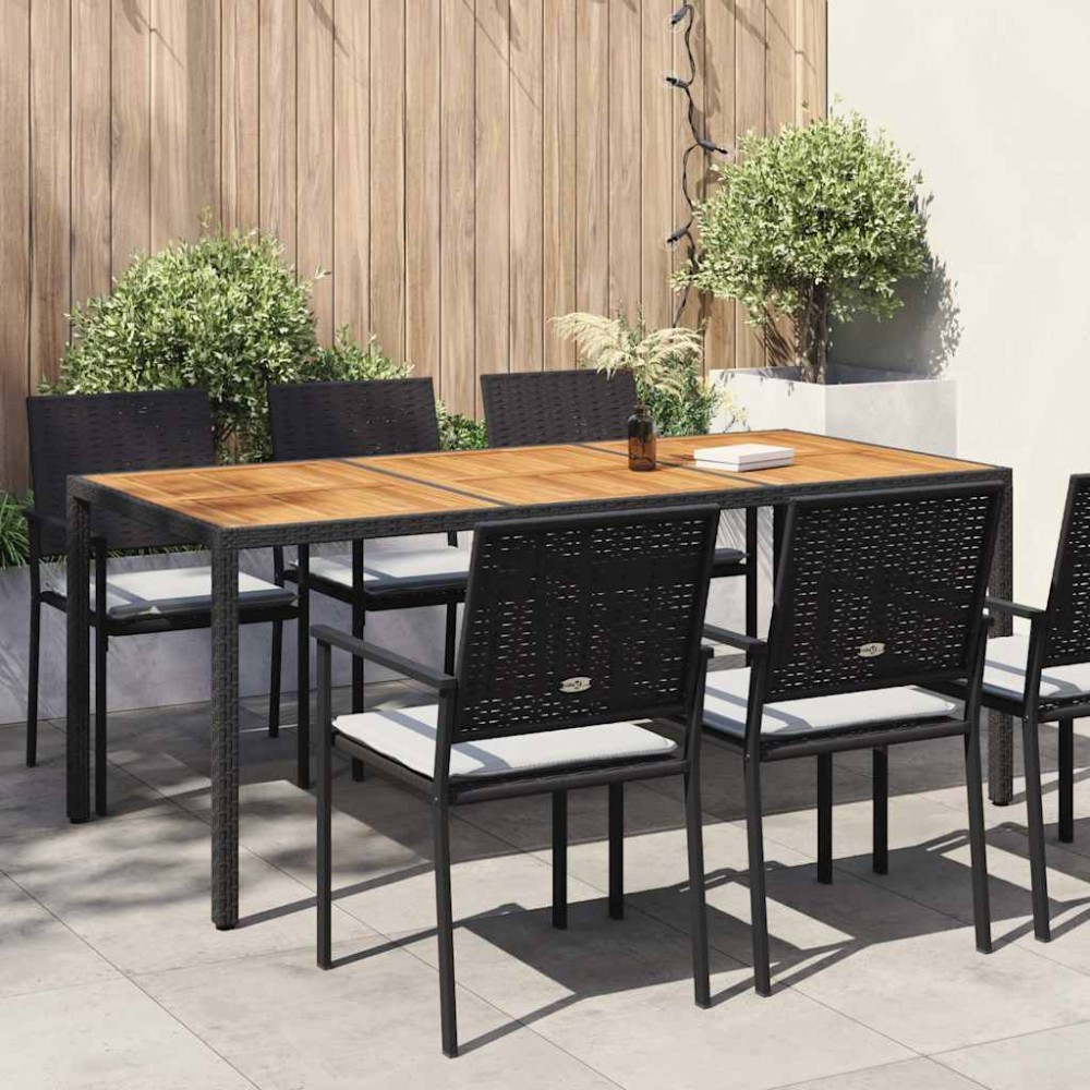 vidaXL Τραπέζι Κήπου Μαύρο190x90x75 εκ. Συνθετικό Ρατάν/Ξύλο Ακακίας