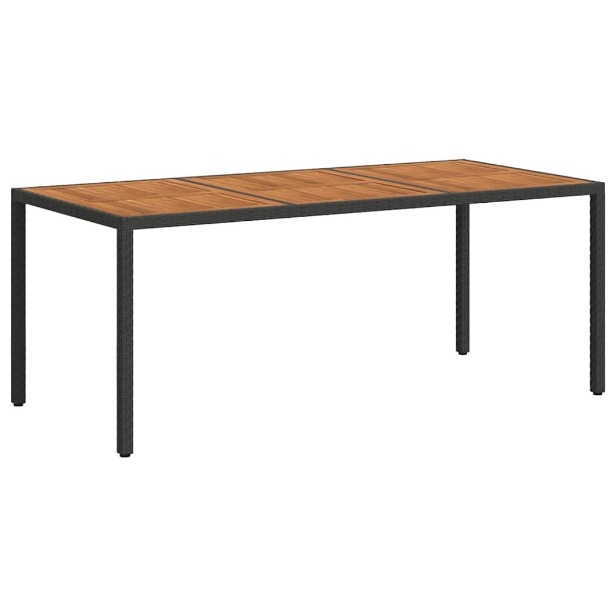 vidaXL Τραπέζι Κήπου Μαύρο190x90x75 εκ. Συνθετικό Ρατάν/Ξύλο Ακακίας