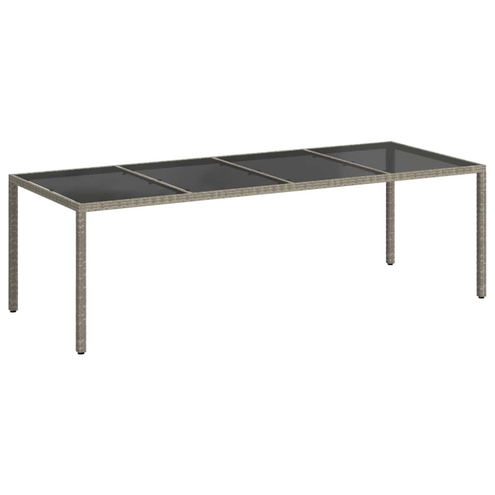 vidaXL Τραπέζι Κήπου Γκρι 250x100x75 εκ. Ψημένο Γυαλί/Συνθετικό Ρατάν