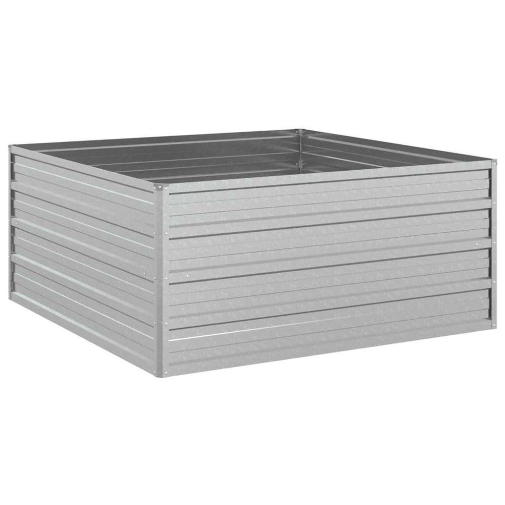 vidaXL Ζαρντινιέρα Υπερυψωμένη Ασημί 100x100x45 εκ. Γαλβανισμ. Χάλυβας
