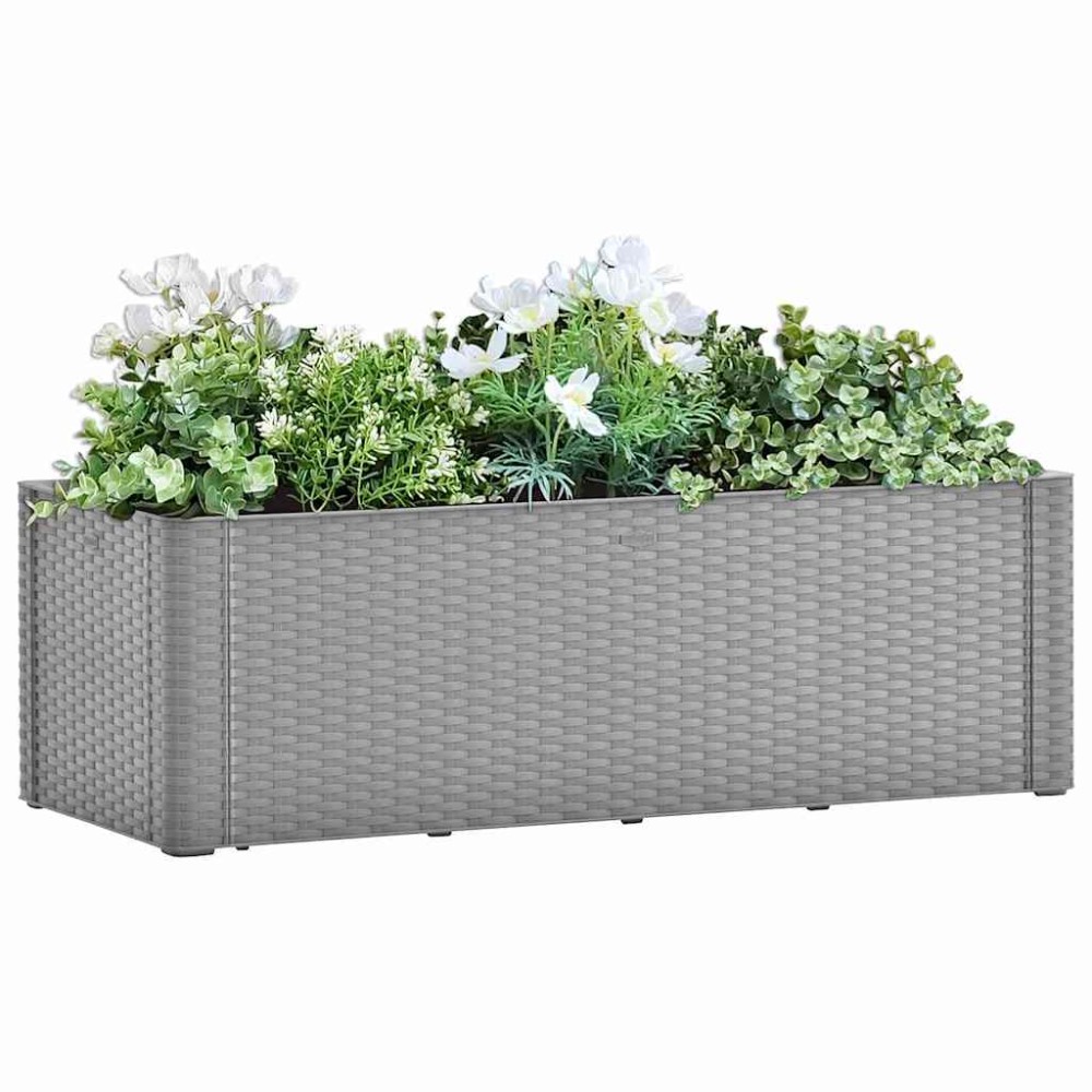 vidaXL Ζαρντινιέρα Κήπου Γκρι 100x43x33 εκ. με Αυτόματο Πότισμα