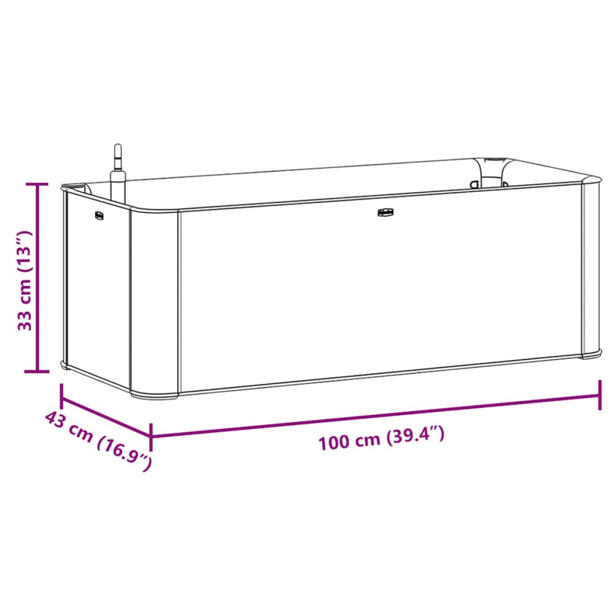 vidaXL Ζαρντινιέρα Κήπου Γκρι 100x43x33 εκ. με Αυτόματο Πότισμα