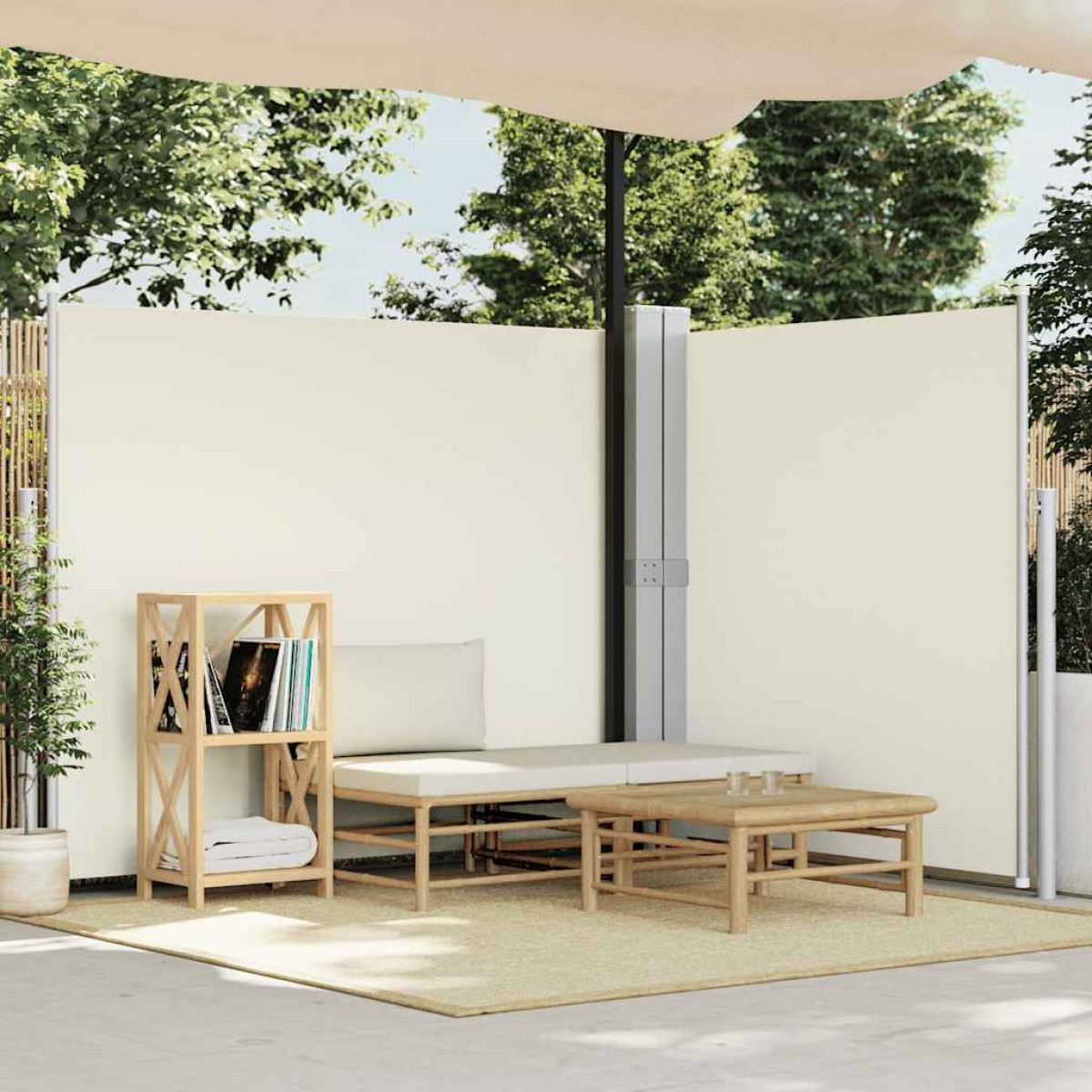 vidaXL Σκίαστρο Πλαϊνό Συρόμενο Κρεμ 180 x 600 εκ.