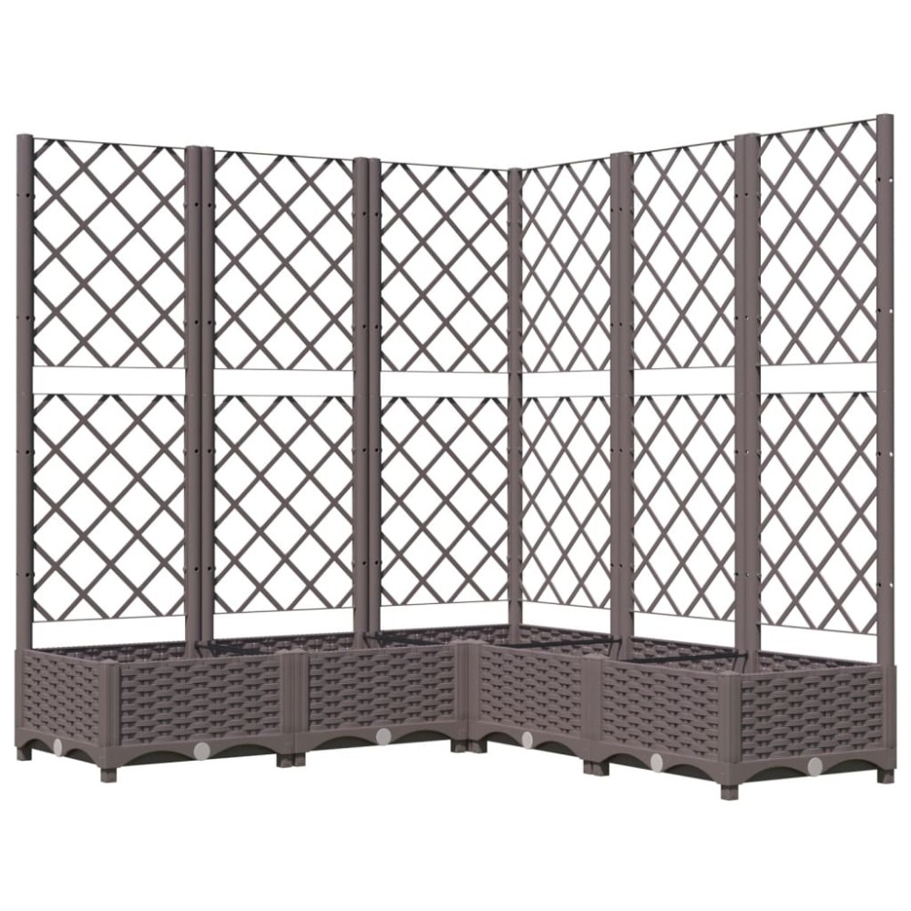 vidaXL Ζαρντινιέρα Κήπου με Καφασωτό Καφέ 120x120x121,5 εκ. από PP