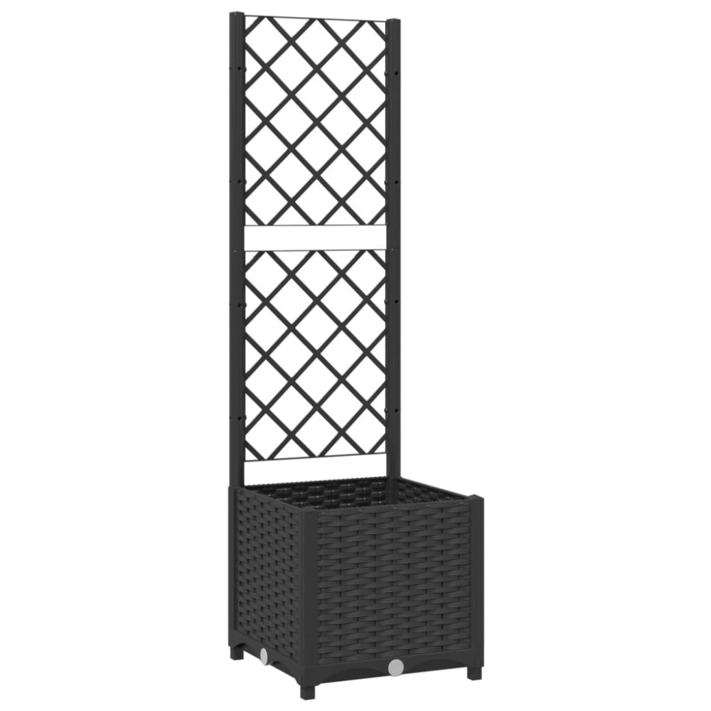 vidaXL Γλάστρα Κήπου με Πλέγμα Μαύρη 40x40x136 εκ. από Πολυπροπυλένιο