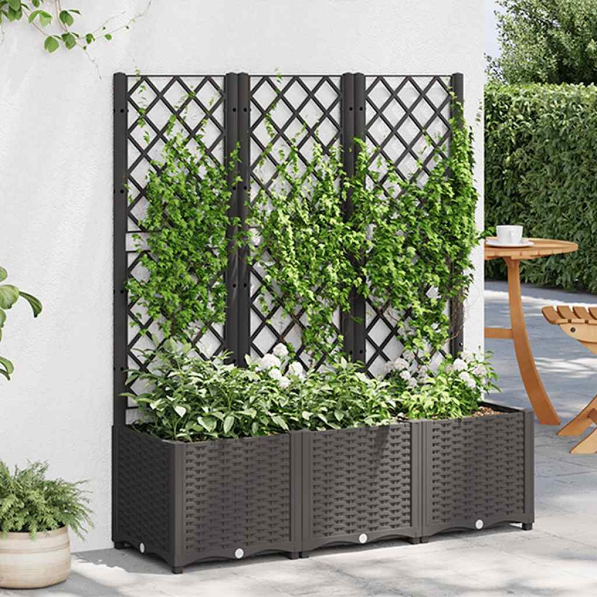 vidaXL Ζαρντινιέρα Κήπου με Καφασωτό Μαύρο 120 x 40 x 136 εκ. από PP