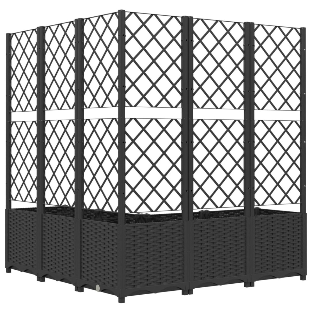 vidaXL Ζαρντινιέρα Κήπου με Καφασωτό Μαύρο 120 x 120 x 136 εκ. από PP
