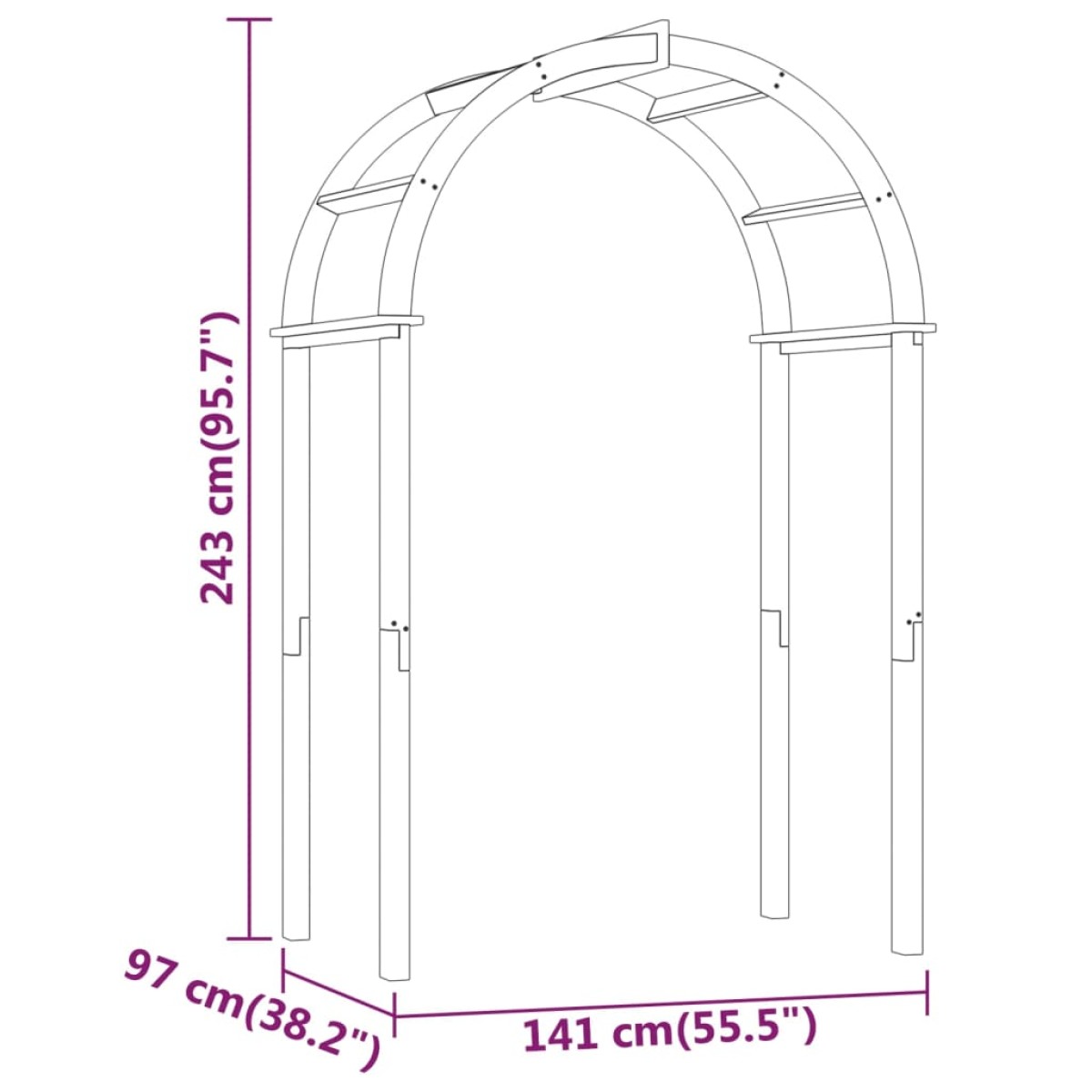 vidaXL Αψίδα 141 x 97 x 243 εκ. από Εμποτισμένο Μασίφ Ξύλο Πεύκου