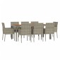 vidaXL Σετ Τραπεζαρίας Κήπου 9 τεμ. Γκρι Συνθ. Ρατάν με Μαξιλάρια