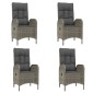 vidaXL Σετ Τραπεζαρίας Κήπου 5 τεμ. Γκρι Συνθ. Ρατάν με Μαξιλάρια
