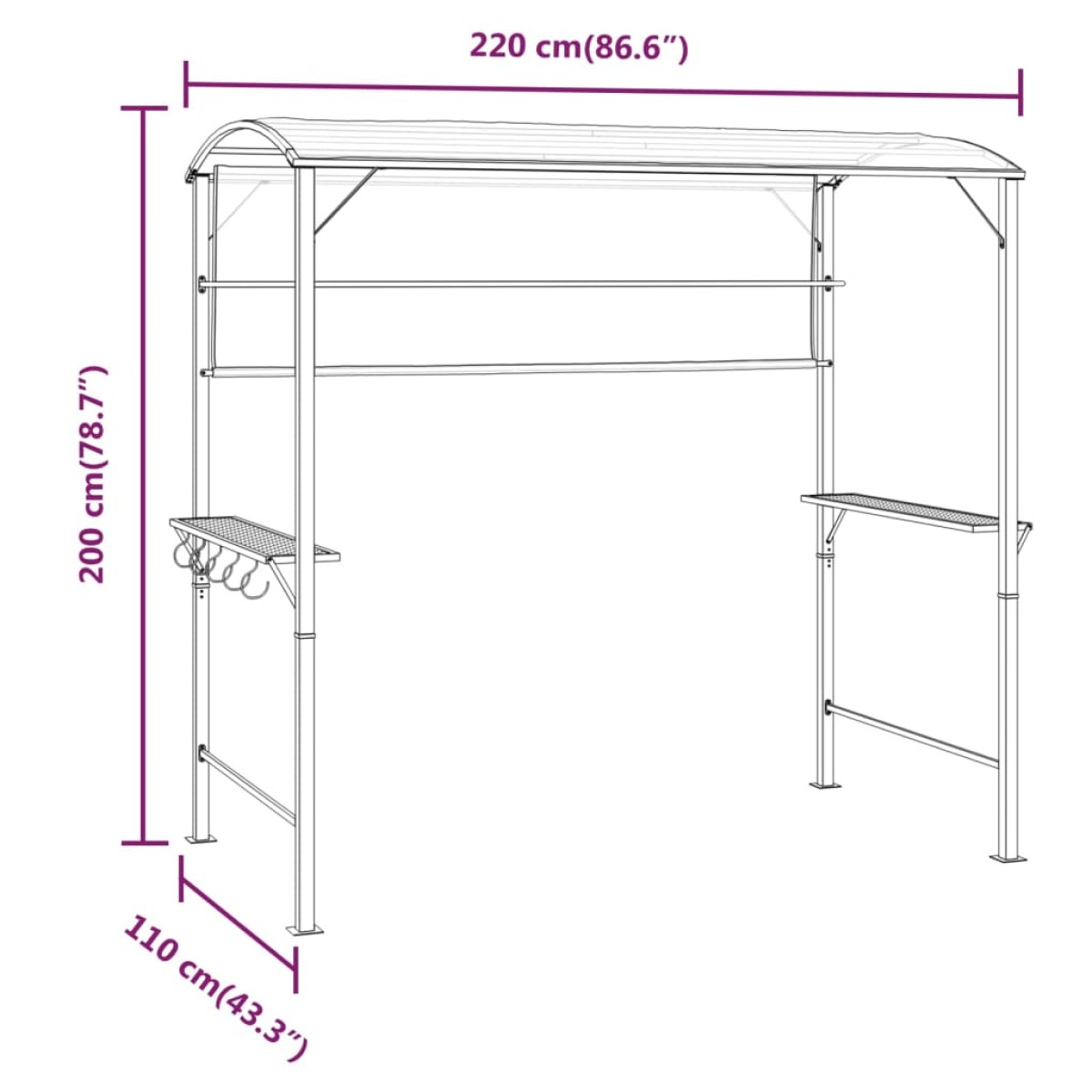 vidaXL Κιόσκι με Οροφή Κρεμ 220 x 110 x 200 εκ.