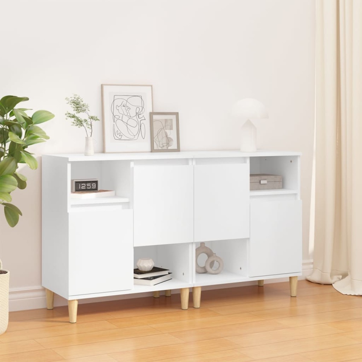 vidaXL Ντουλάπια 2 τεμ. Λευκά 60 x 35 x 70 εκ. από Επεξεργασμένο Ξύλο